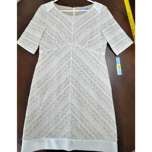 ANTONIO MELANI Women Size 10 Lorimar Lace Nude Ivory Illusion Sheath Dress $169